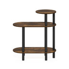 Furinno Turn-N-Tube 3-Tier Oval Sofa Side Table, End Table with Open Shelves, Amber Pine/Black
