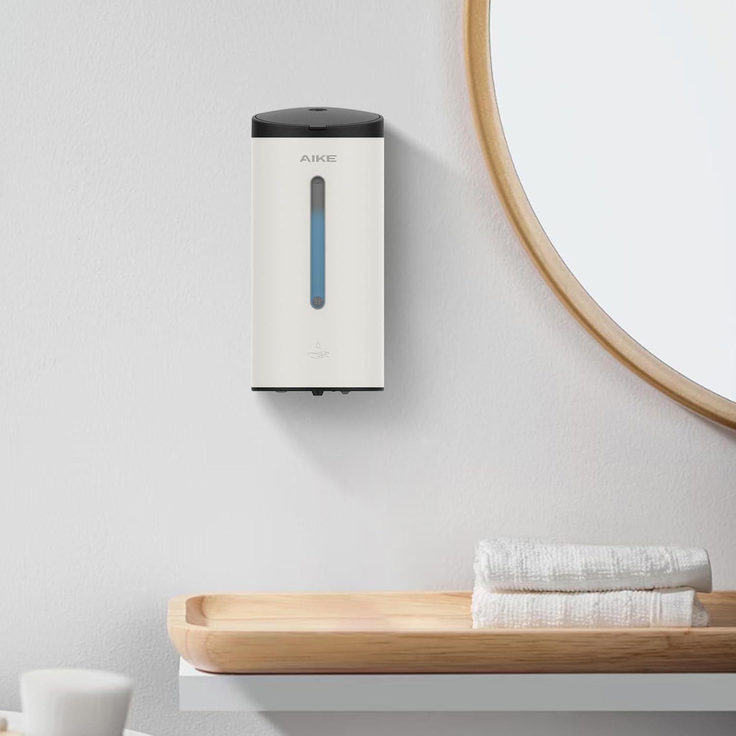 Aike Ak1205 Wall Mounted Commercial Automatic Liquid Soap Dispenser Off White Large Capacity 24Oz/700Ml