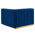 Modway Conjure Channel Tufted Performance Velvet Right-Arm Chair in Gold/Navy