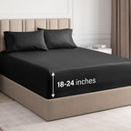 Extra Deep Pocket King Sheets - 4 Piece Breathable & Cooling Bed Sheets - Hotel Luxury Bed Sheet Set - Soft, Wrinkle Free & Comfy - Easily Fits Extra Deep Mattresses - Deep Pocket Black Sheets Set