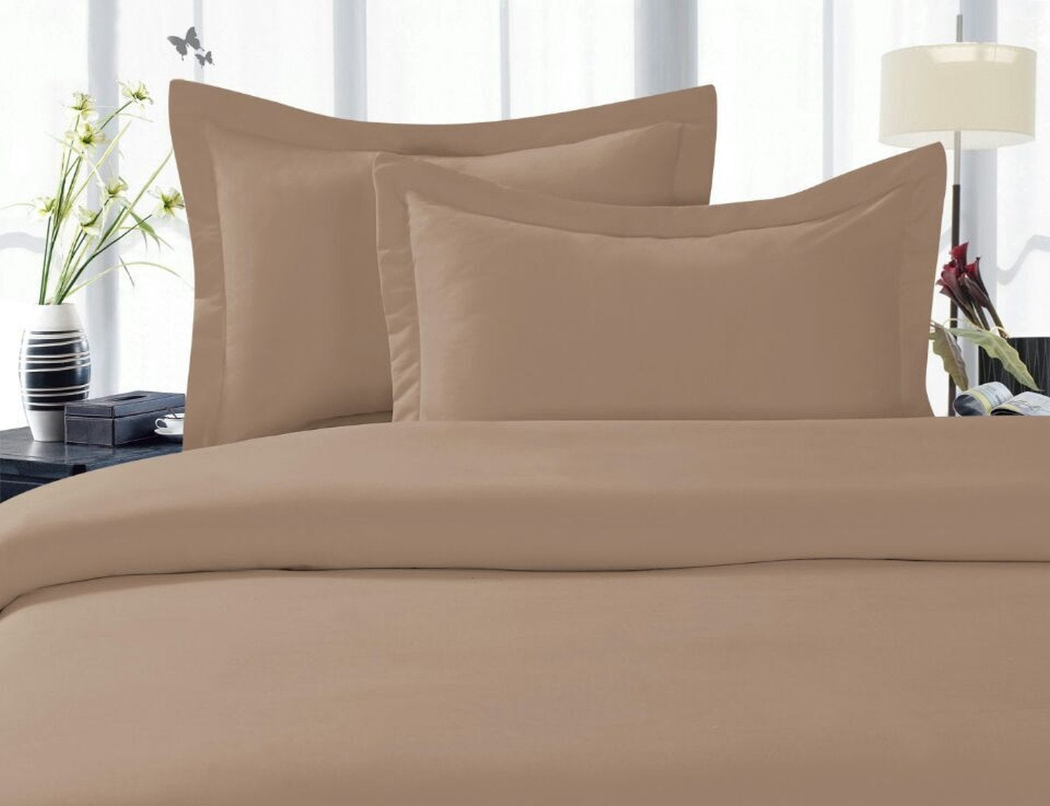 Elegant Comfort 1500 Premier Wrinkle,Fade and Stain Resistant 4-Piece Bed Sheet Set, Deep Pocket, Queen Taupe
