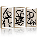 PHOPAGO Black Lines Abstract Wall Art Ink Wash Minimalist Framed Canvas Painting Artwork 11x14in Natural Framed