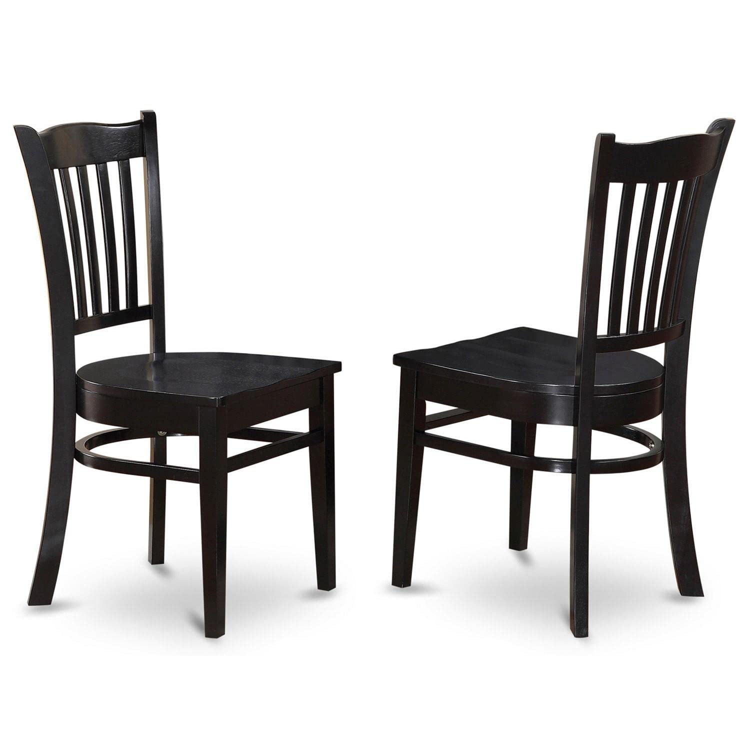 East West Furniture Dublin 3 Piece Set for Small Spaces Contains a Round Dining Room Table with Dropleaf and 2 Wood Seat Chairs, 42x42 Inch, Black
