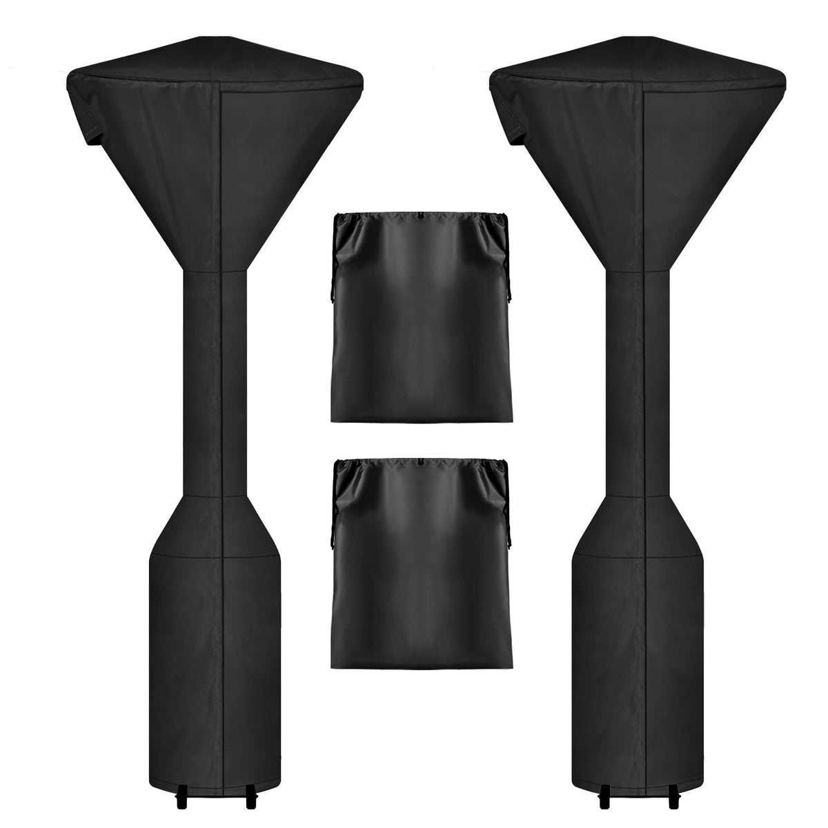Outdoorlines Waterproof Outdoor Patio Heater Covers With Zipper And Storage Bag, Dust-Proof Uv-Resistant Windproof Propane Heavy Duty Heater Cover For Standing Heater, 2 Packs-95Hx34Dx19B Inch Black