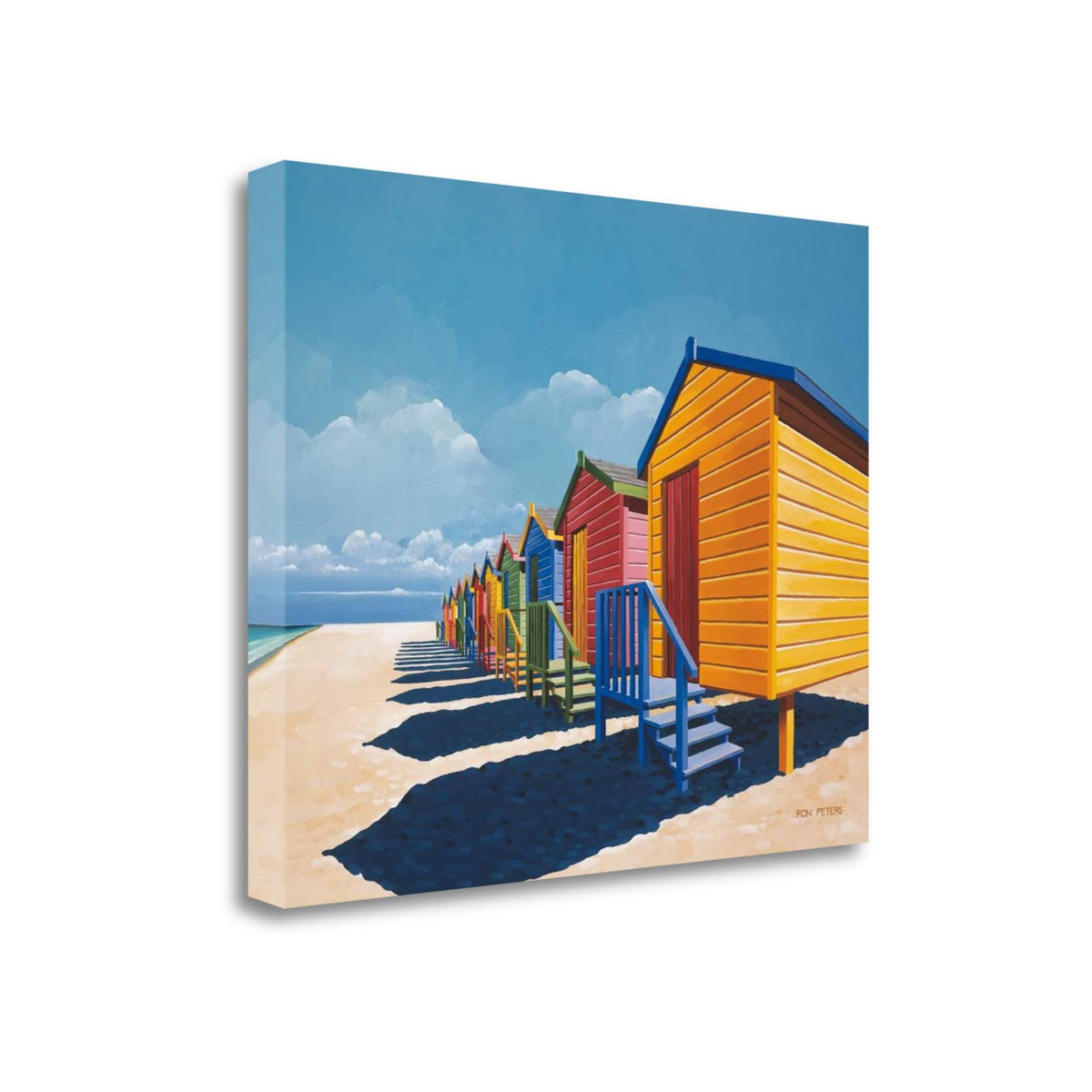 22' Bright Beach Huts Giclee Print on Gallery Wrap Canvas Wall Art