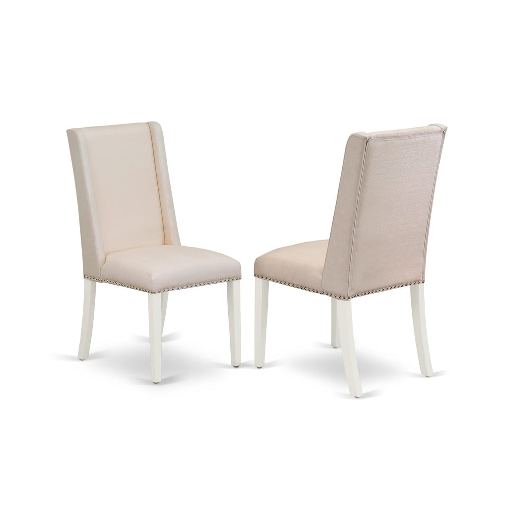 East West Furniture X077Fl201-7 7 Piece Dining Room Furniture Set Consist Of A Rectangle Dining Table With X-Legs And 6 Cream Linen Fabric Upholstered Chairs, 40X72 Inch, Multi-Color