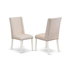 East West Furniture X077Fl201-7 7 Piece Dining Room Furniture Set Consist Of A Rectangle Dining Table With X-Legs And 6 Cream Linen Fabric Upholstered Chairs, 40X72 Inch, Multi-Color