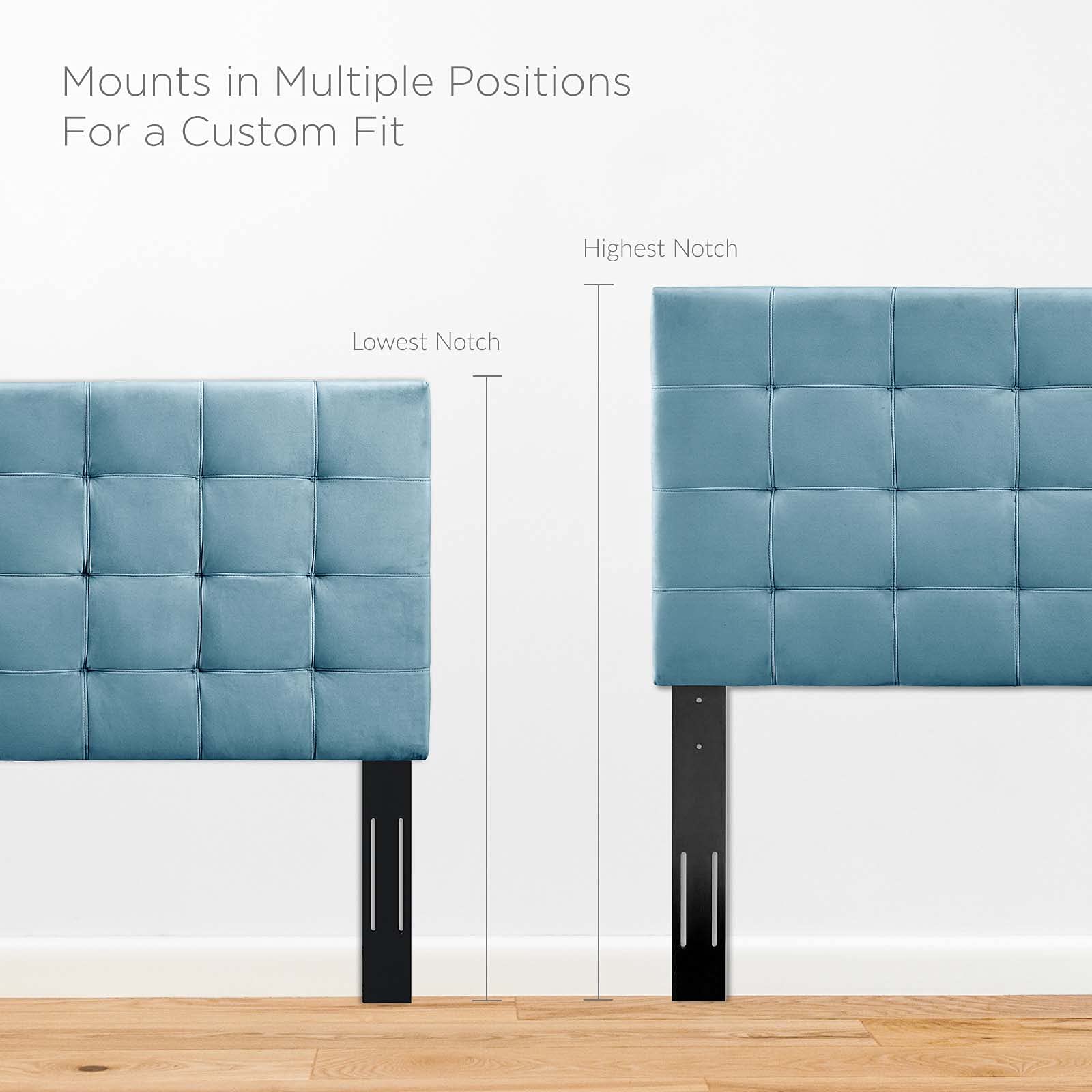 Modway Mod-5853 Paisley Upholstered Biscuit Tufted Performance Velvet Full/Queen Headboard Size In Sea Blue