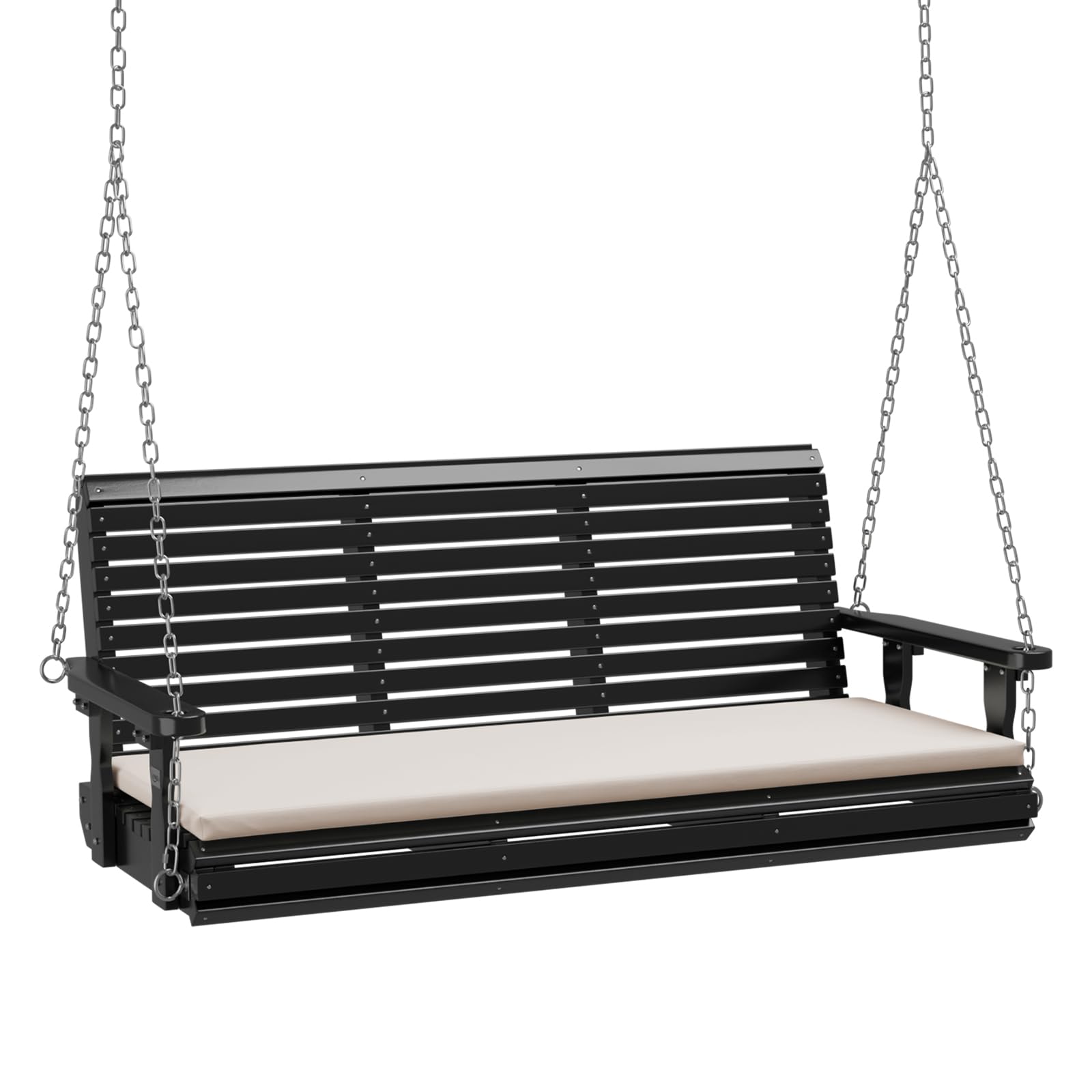 VINGLI Heavy Duty 880 LBS Patio Wooden Porch Swing Outdoor with Extra Cushion, Farmhouse Hanging Bench Tree Swing with Adjustabl