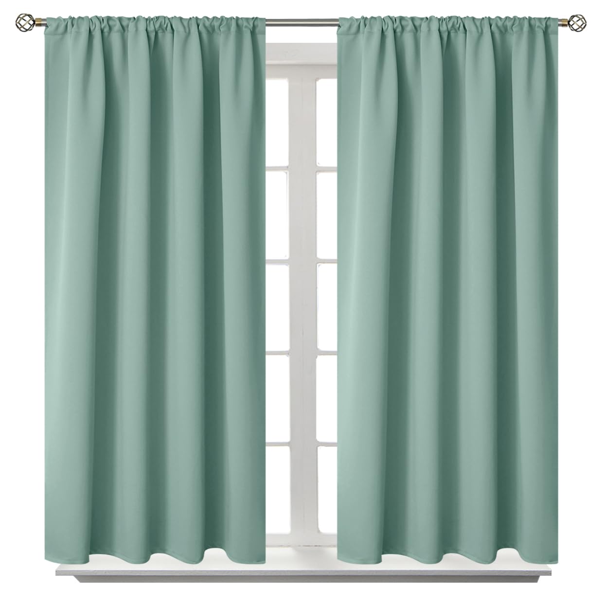 Bgment Light Sage Blackout Curtains 40 Inches Length For Bedroom Kitchen - Rod Pocket Thermal Insulated Drapes For Short Window Cafe Decorative Privacy, 42 X 40 Inch, 2 Panels