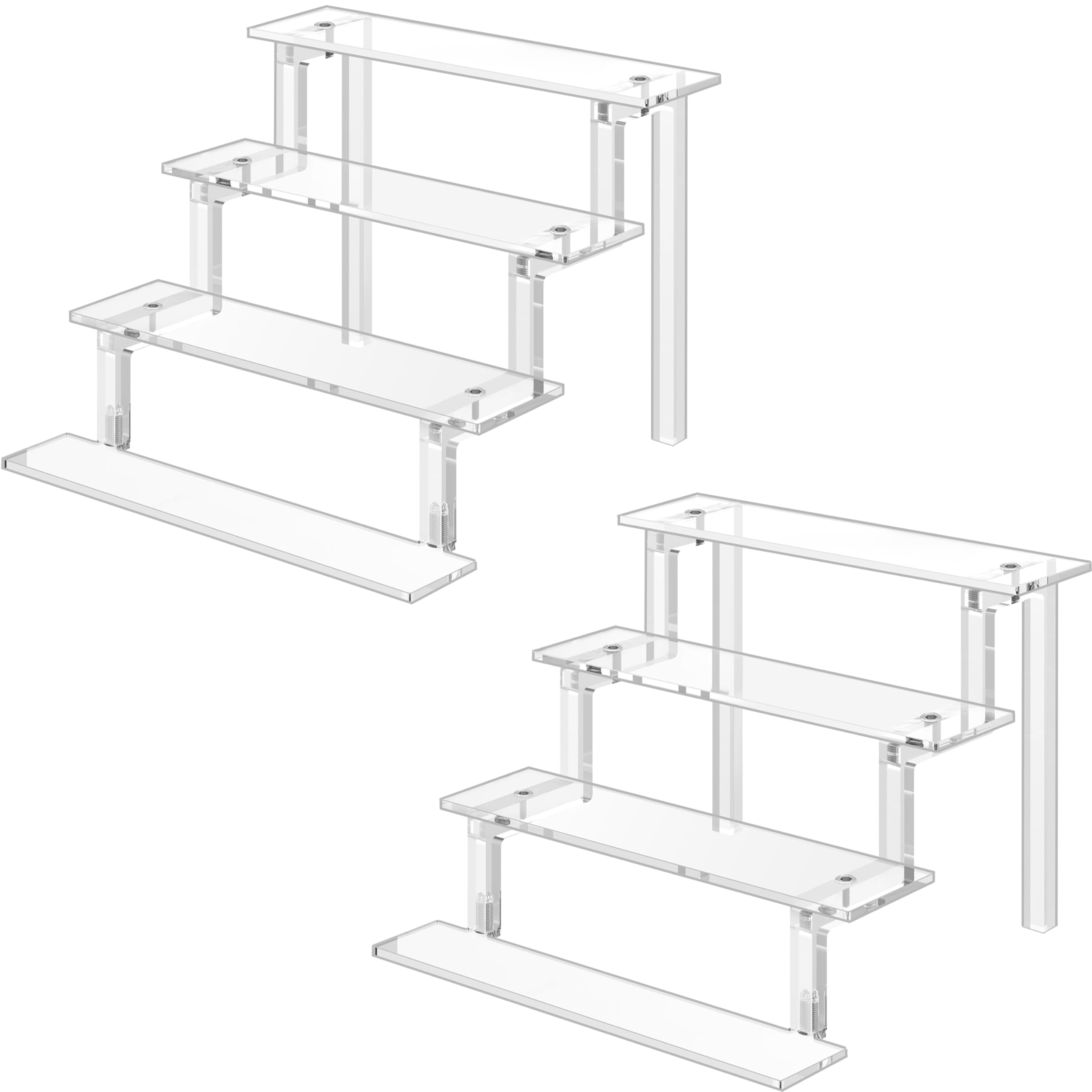 WINKINE Acrylic Display Stands, Perfume Stand Organizer, 4 Tier Clear Display Risers Compatible with Funko POP Amiibo Figure, Cu