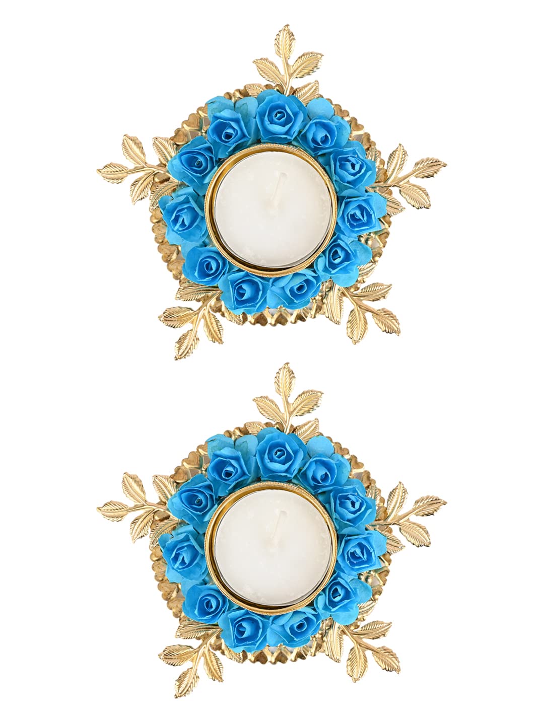 I Jewels Handmade Floral Design Set Of 2 Candle Stand Tealight Holder For Diwali Christmas Festival Decorations Lighting Accesso