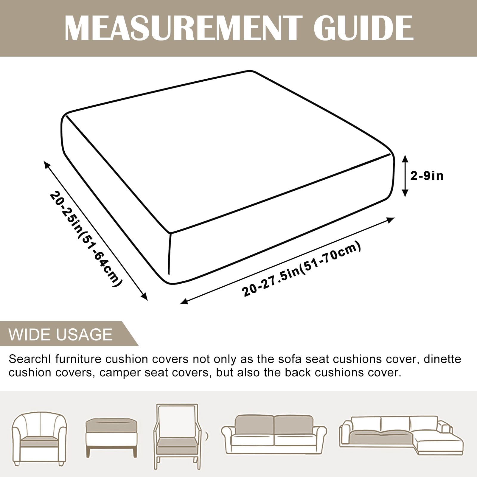 Searchi Stretch Jacquard Sofa Couch Cushion Covers Replacement Cushion Slipcovers Stretch Sofa Seat Cover Furniture Protector Sofa Slipcover Soft With Elastic Bottom(Small, Reddish Brown)