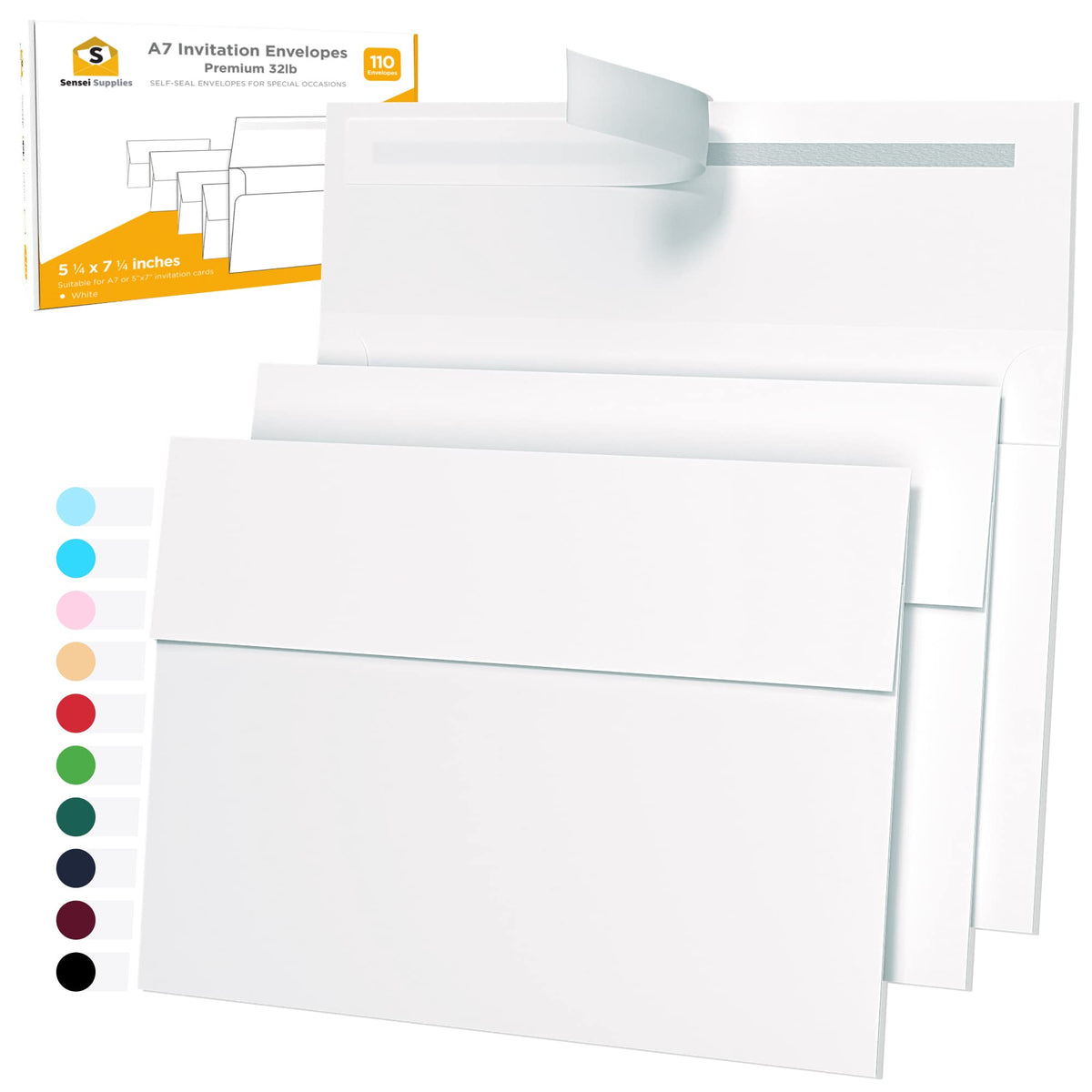 5X7 Envelopes For Invitations - 110 White Envelopes For 5X7 Cards - A7 - (5  X 7  Inches) - Perfect For Weddings, Graduation, Ba