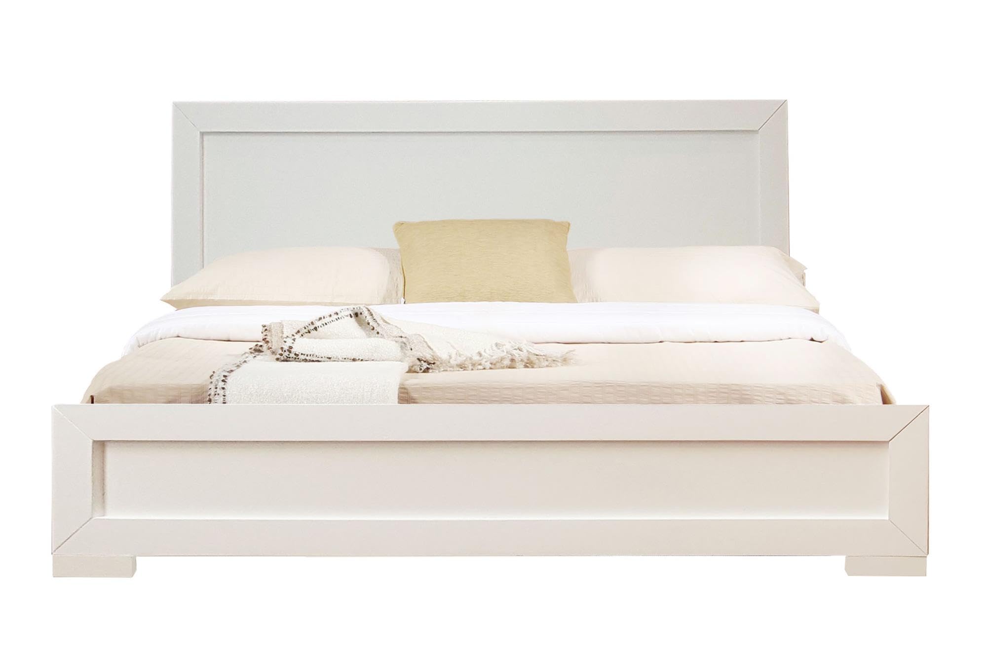 Trent Wooden Platform Bed in White, Twin/ White