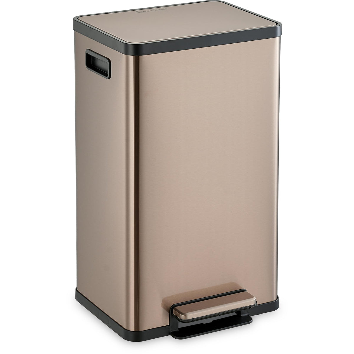 SIMPLIMAGIC 13 Gallon/50 Liter Kitchen Trash Can, Stainless Steel StepOn Garbage Bin with Side Handles, BuiltIn Odor Filter H