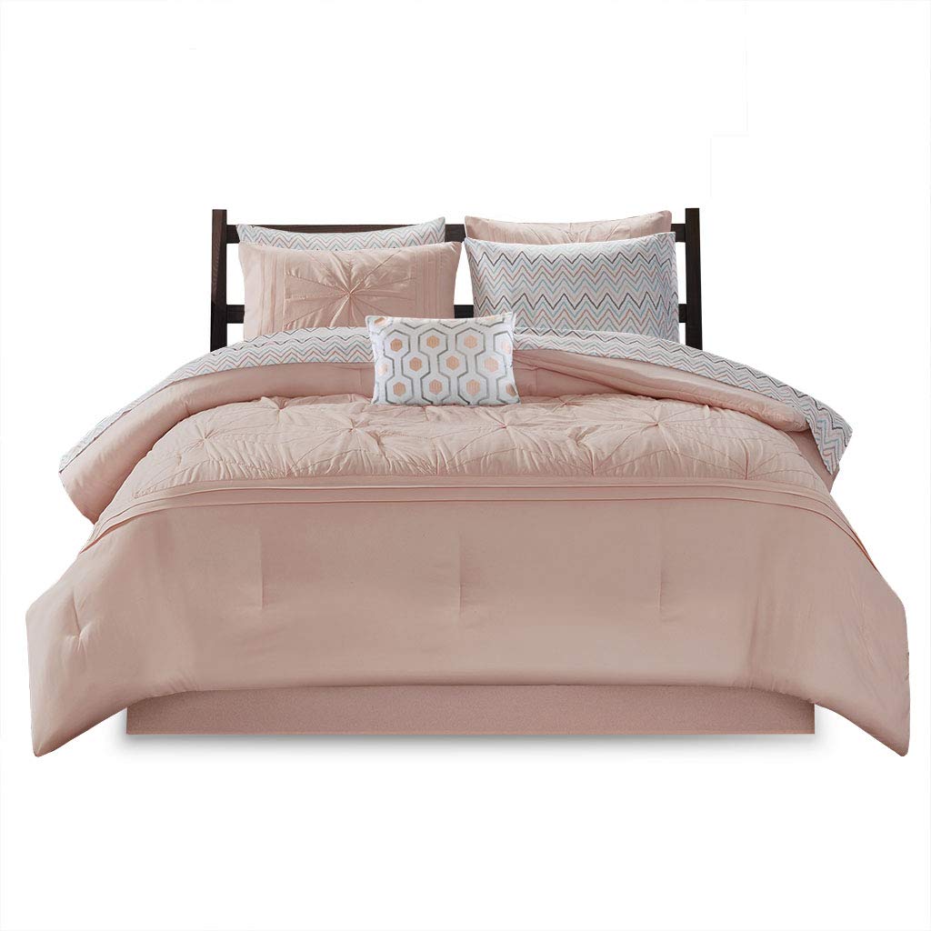 Intelligent Design Toren Complete Bag Tufted Embroidered Comforter With Sheet, Season Bedding Set, Full, Pink