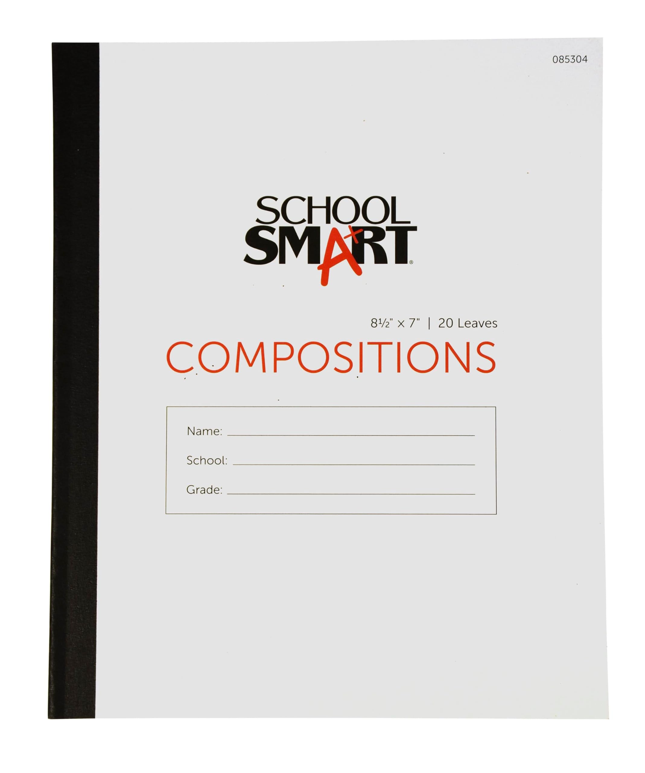 School Smart Stitched Cover Composition Book, Red Margin, 8-1/2 X 7 Inches, 40 Pages