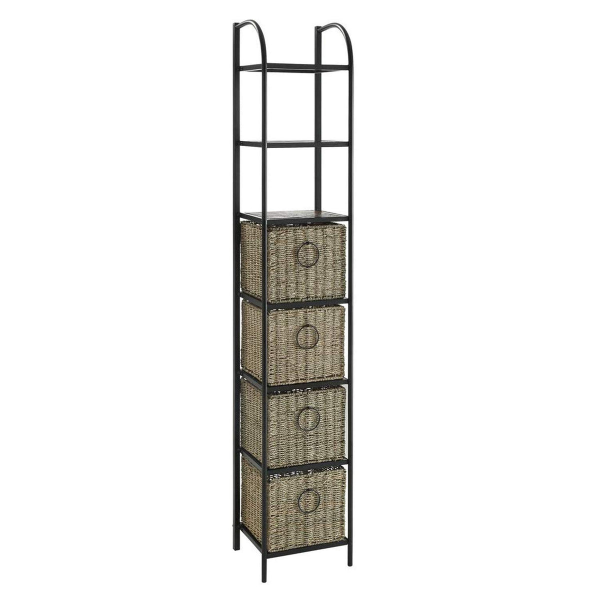 4D Concepts Windsor Bookcase With Baskets, Slate And Weave