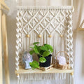 Looks Hand Work | Lhw02 | Macram Wooden Wall Hanging Shelf Contemporary Chic Woven Macrame Tapestries And Wall Art For Apartmen