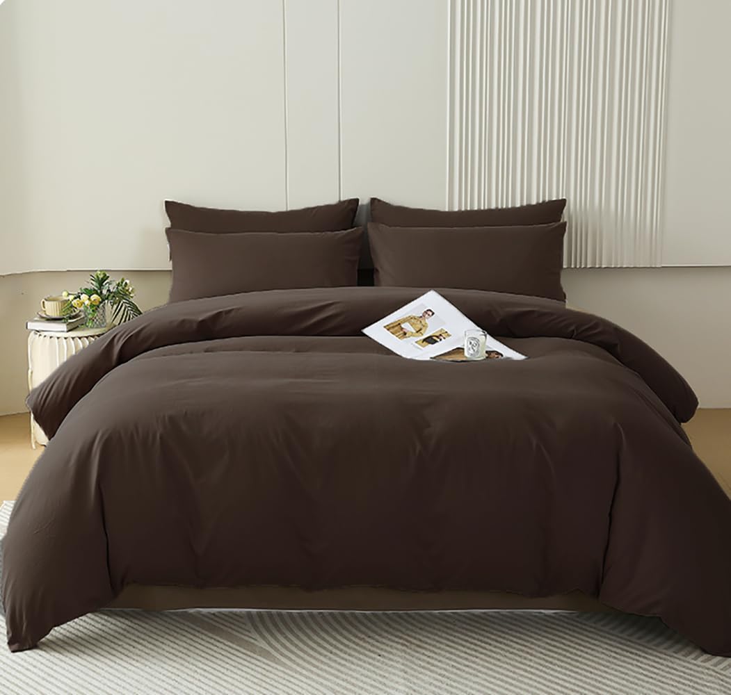Houseri Brown Comforter Set Queen Mocha Bedding Comforter Sets Full Size Coffee Color Teen Boys Brown Bedding Queen Men Women Ch