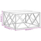 vidaXL Square Coffee Table - Acacia Wood Top, Stainless-Steel Frame, Spacious Surface, Modern Living Room Furniture Accent Piece