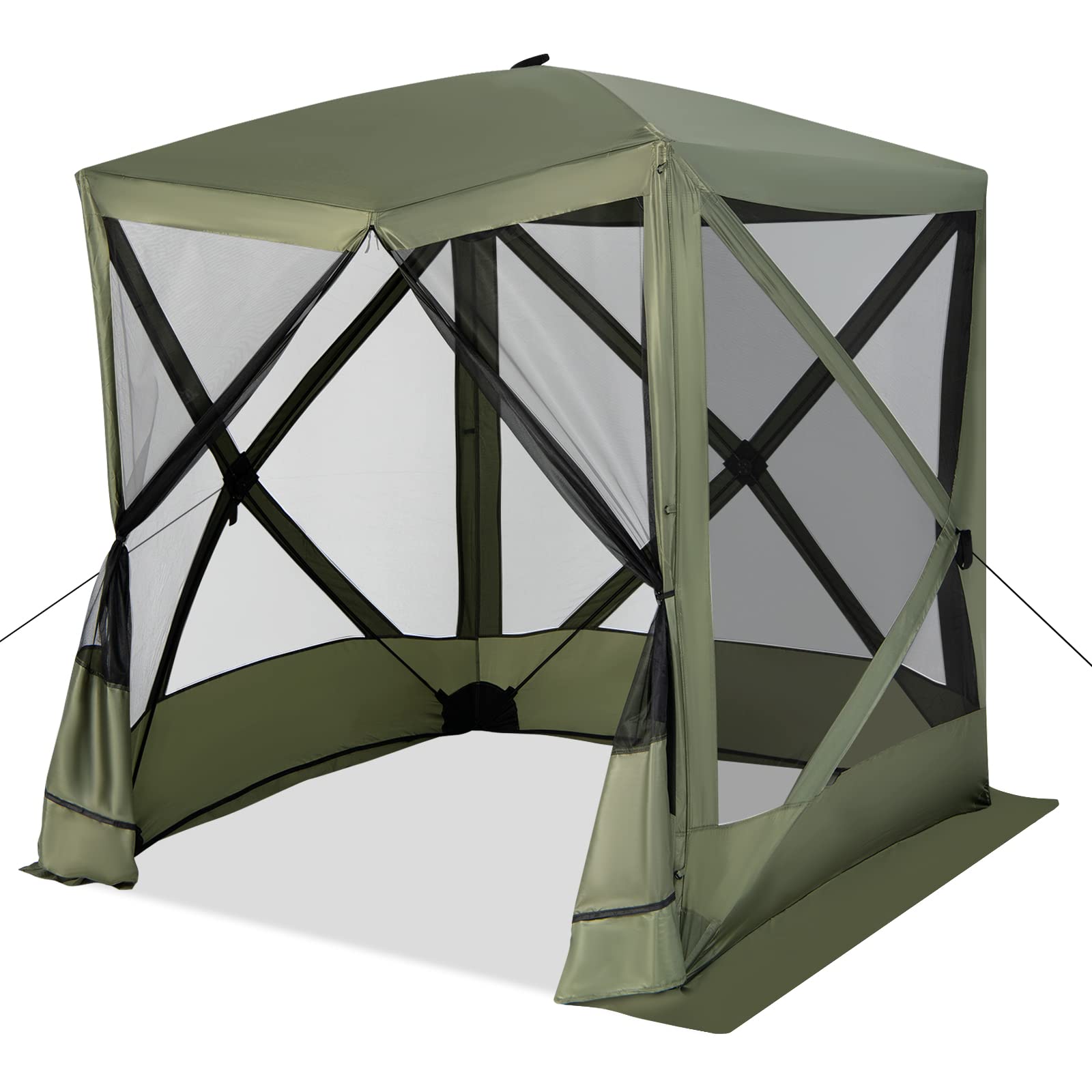 Tangkula 6.7x6.7 Ft Pop Up Gazebo with Netting, Portable Screen Tent with 4 Sided Mesh Walls, 2 Sunshade Cloths, UV 50+ Instant 