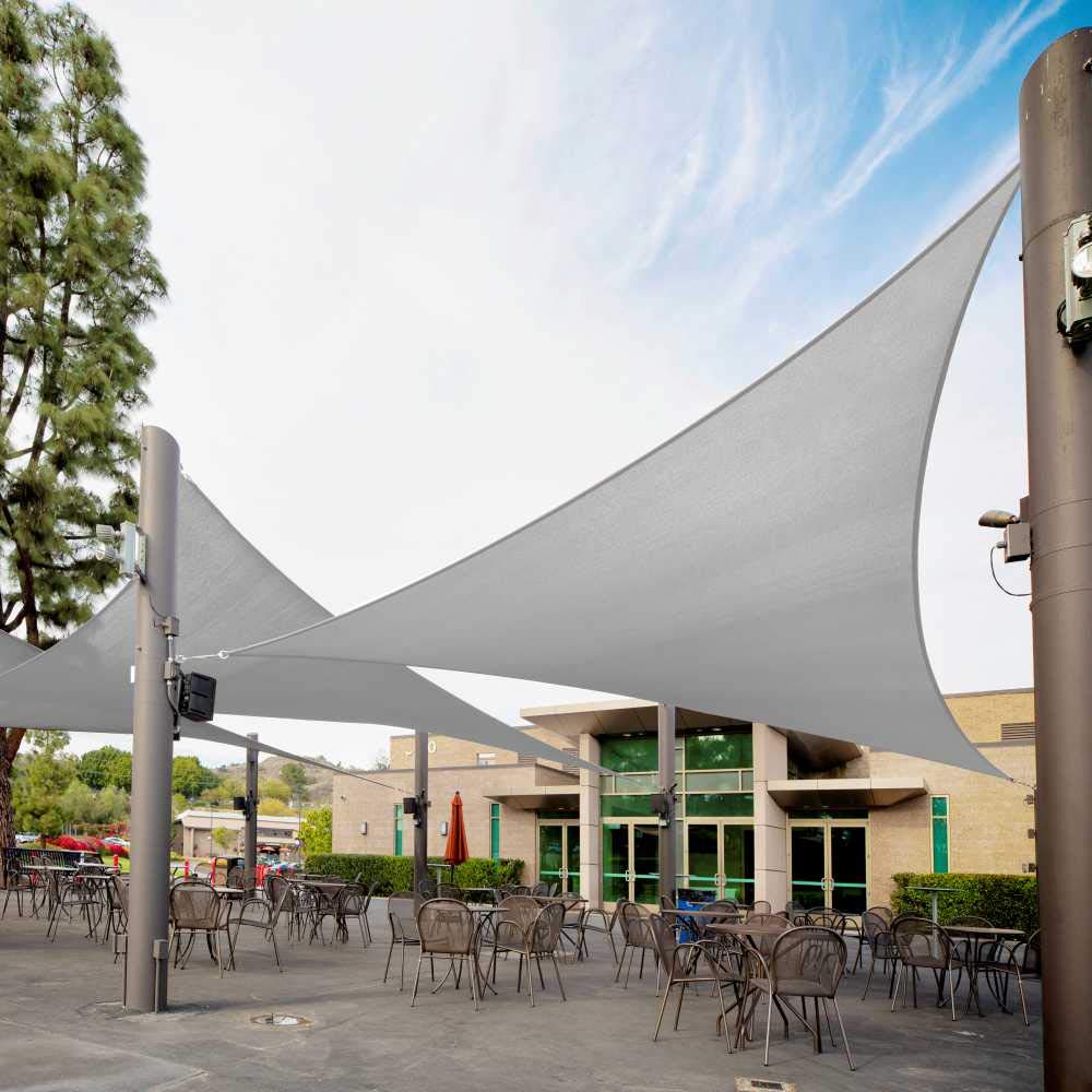 Royal Shade 10' X 10' X 10' Grey Triangle Sun Shade Sail Canopy Outdoor Patio Fabric Screen Awning Rtapt10 - Upf50+ 95% Uv Block
