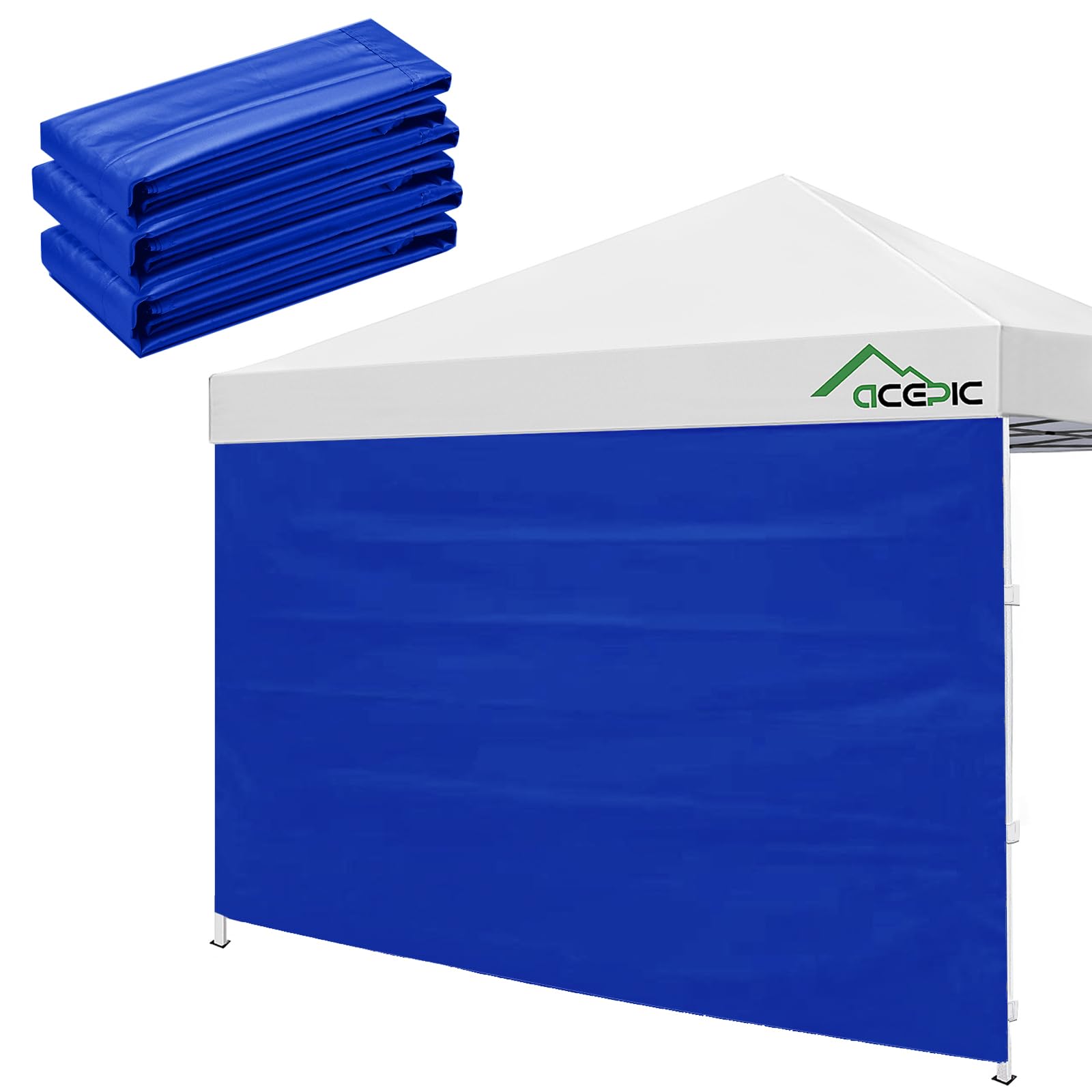 Acepic Instant Canopy Tent Sidewalls For 10X10 Pop Up Canopy 210D Waterproof, 3 Piece Sidewalls, Blue(3Pcs Sidewall Only, Canopy