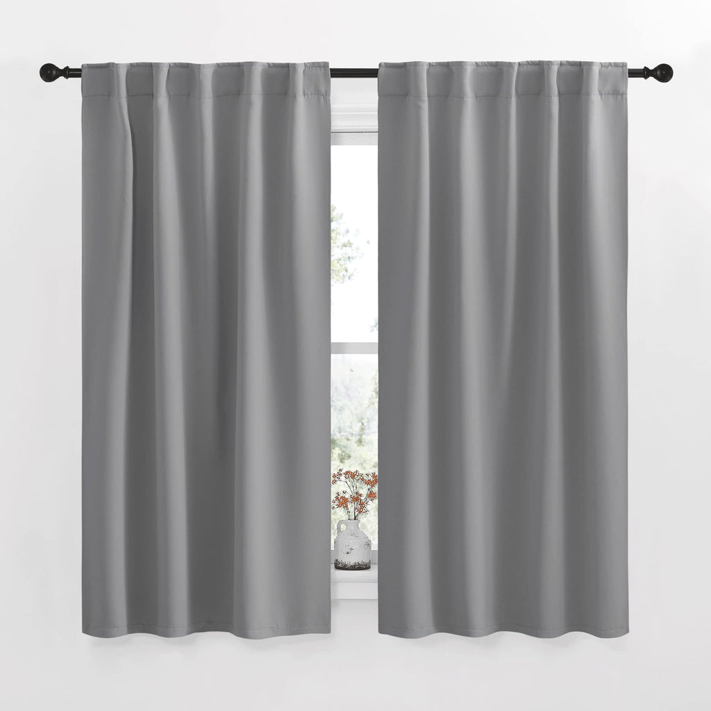 Nicetown Blackout Curtain Panels For Living Room - (Silver Grey Color) 42X63 Inch, 2 Panels Set, Thermal Insulated Room Darkening Blackout Drapes/Draperies With Rod Pocket & Back Tab For Window