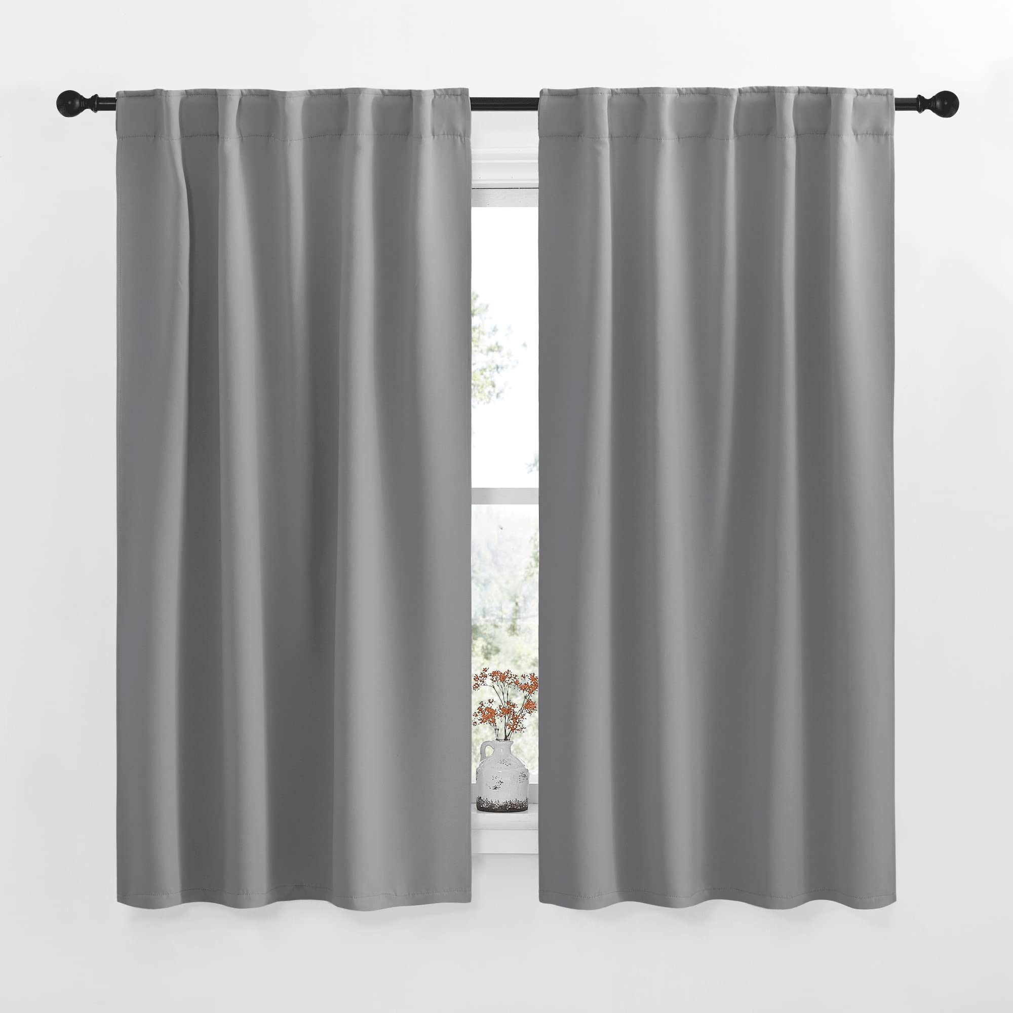 Nicetown Blackout Curtain Panels For Living Room - (Silver Grey Color) 42X63 Inch, 2 Panels Set, Thermal Insulated Room Darkening Blackout Drapes/Draperies With Rod Pocket & Back Tab For Window
