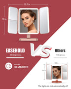 Easehold Rechargeable Vanity Mirror With Lights, 116 Leds Makeup Mirror, 3-Color Lighted Makeup Mirror, 2X/3X/10X Magnification,