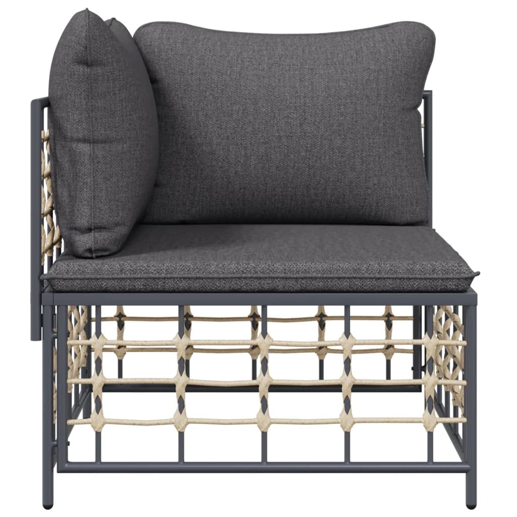 vidaXL Poly Rattan Patio Corner Sofa - Weather-Resistant Outdoor Furniture with Dark Gray Cushions and Powder-Coated Steel Frame - Modular, Comfortable Seating Lounge Set