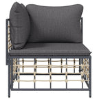 vidaXL Poly Rattan Patio Corner Sofa - Weather-Resistant Outdoor Furniture with Dark Gray Cushions and Powder-Coated Steel Frame - Modular, Comfortable Seating Lounge Set