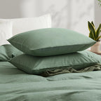 Lovque Duvet Cover Full Size, 100% Washed Cotton Linen Like Bedding Set With Zipper Closure (No Comforter), 80X90 Inches, Mint G