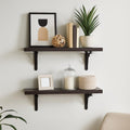 Heartily Set of 2 Wall Shelves with Metal Brackets | 15x7 Engineered Wood Planks | Floating Wall Shelf for Living Room, Bedroo