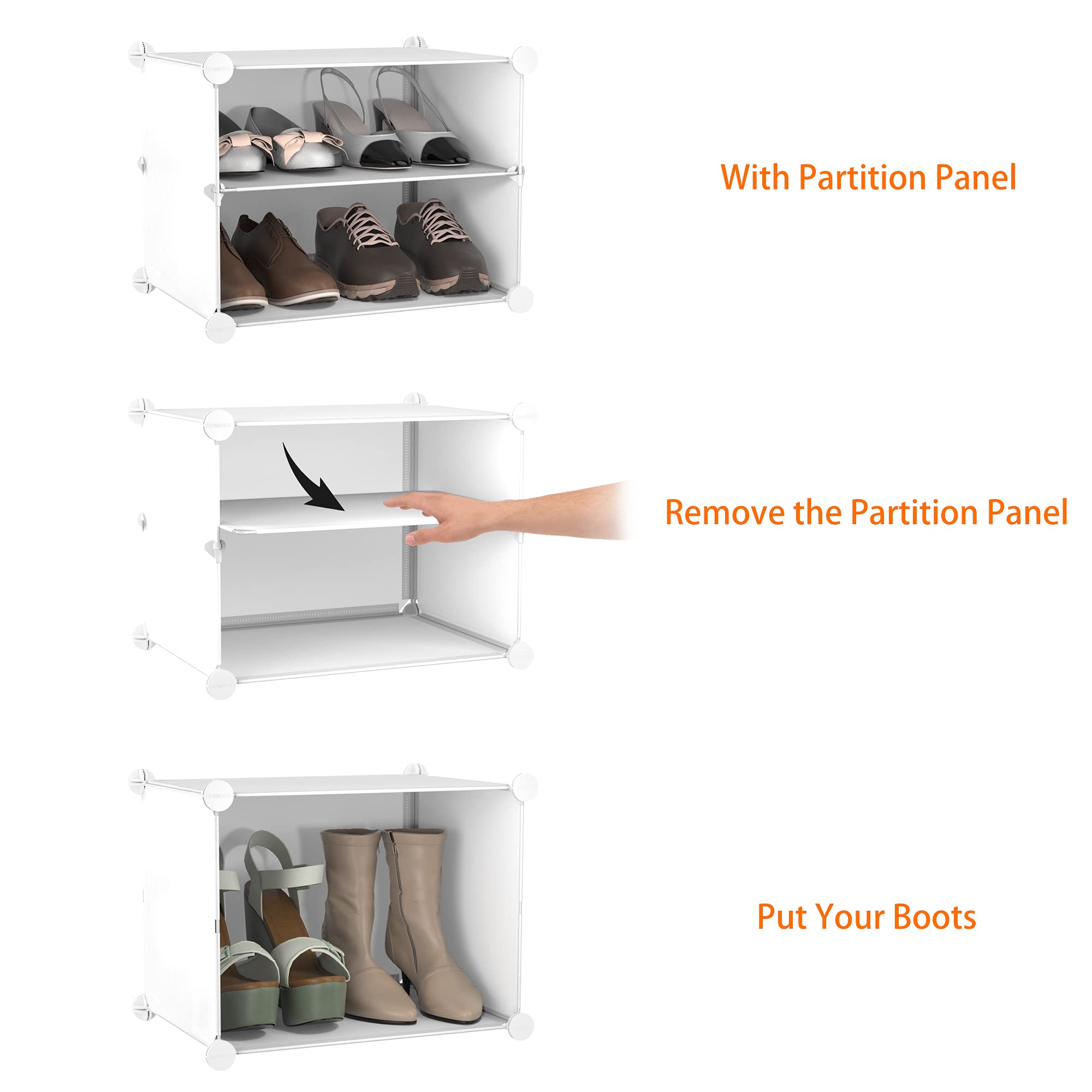 Homidec Shoe Rack, 4 Tier Shoe Storage Cabinet 16 Pair Plastic Shoe Shelves Organizer For Closet Hallway Bedroom Entryway