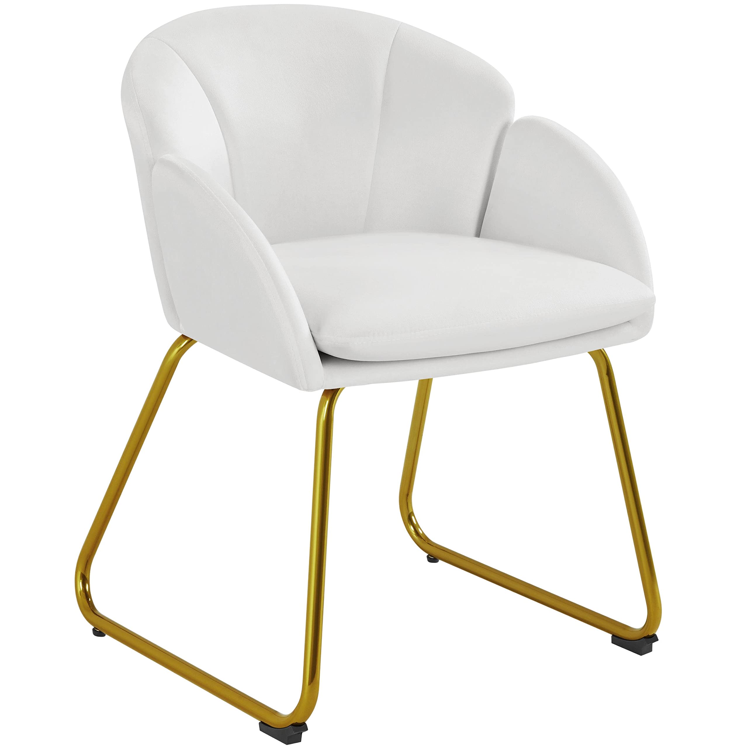 Yaheetech Modern Velvet Vanity Chair Armchair, Flower Shaped Makeup Chair with Golden Metal Legs for Living Room/Makeup Room/Bed