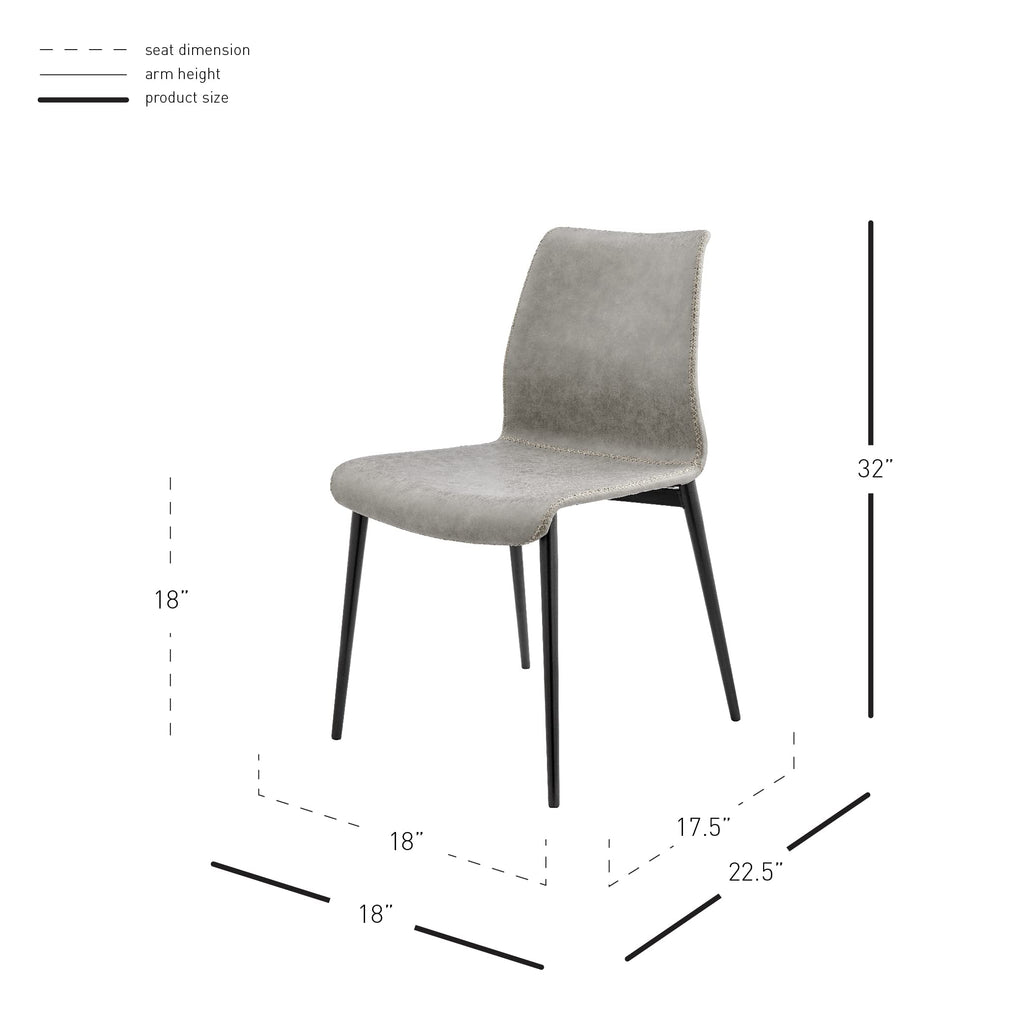 Npd Furniture And More Jayden Pu Dining Side Chair, Vintage Mist Gray - (Set Of 2)
