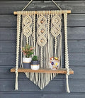 Muizz Macrame Wooden Wall Hanging Shelf Macrame Woven Macrame Tapestries, Nursary, Office, Dorm Living Room, Party Decorations A