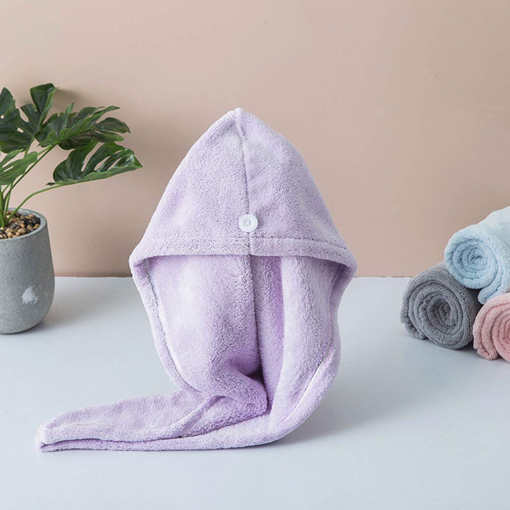 Microfiber Hair Drying Wrap Towel For Women Turban Fast Dry Purple