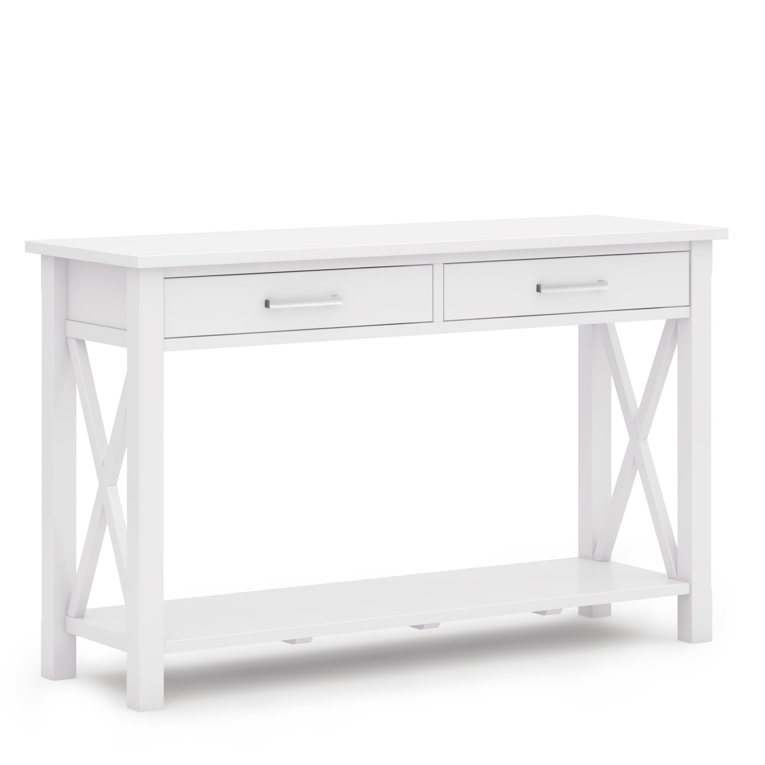 SIMPLIHOME Kitchener Console Table - 47 Inch Wide Solid Wood Sofa Table in White, Contemporary Storage Table for Entryway or Liv