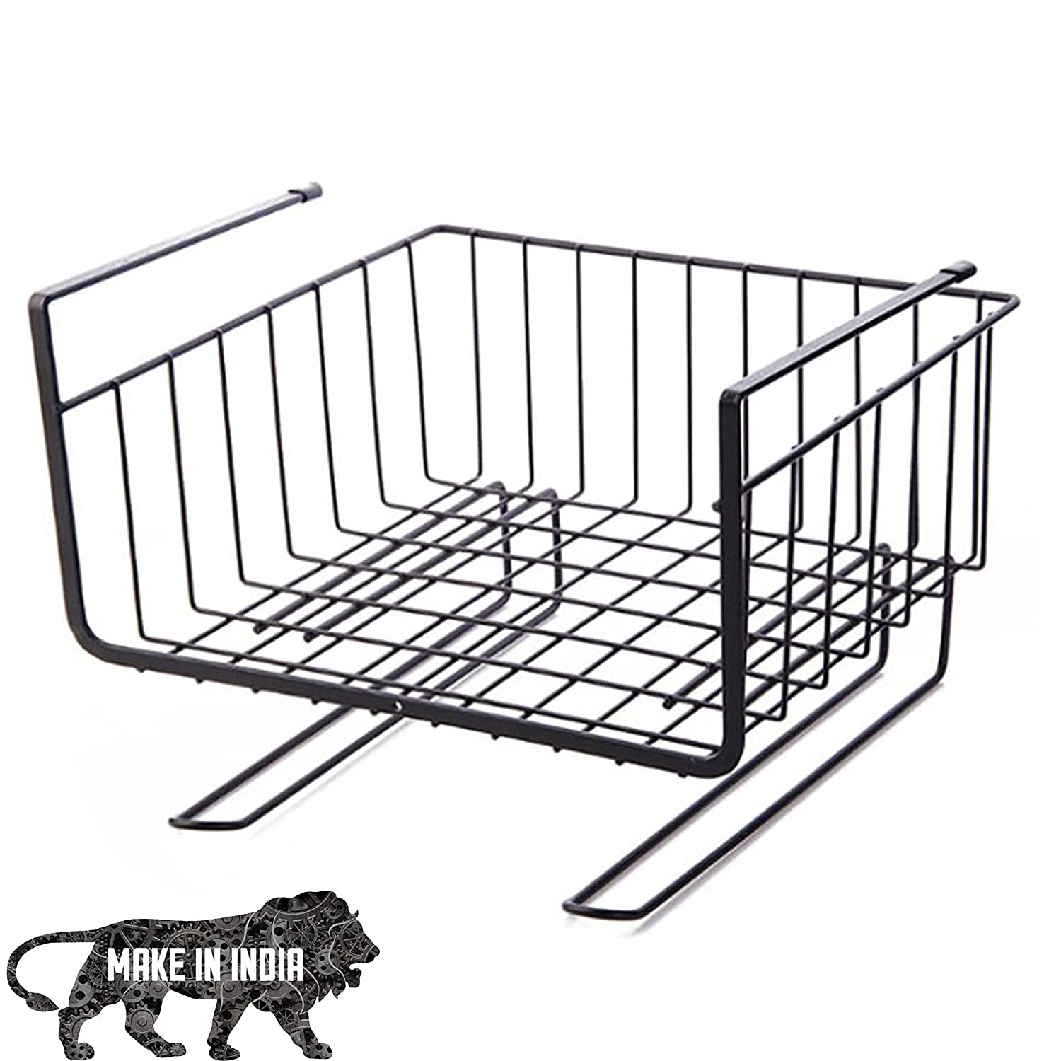 Atha Metal Multipurpose Under Shelf Hanging Basket Hanger For Kitchen Bathroom Office Cupboard Cabinet Storage Organization (Bla