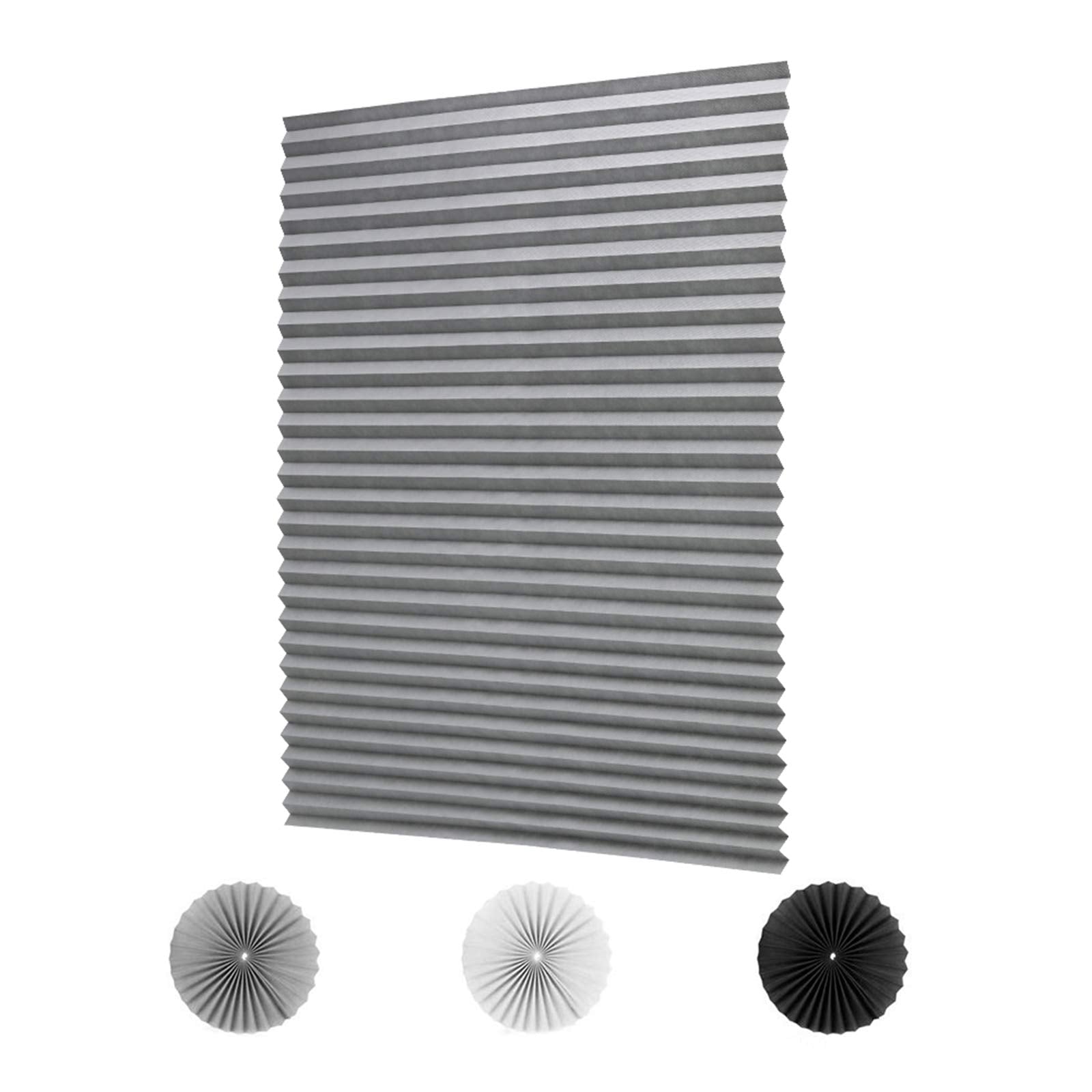 LUCKUP 2 Pack Cordless Light Filtering Pleated Fabric Shade,Easy to Cut and Install, with 4 Clips (36x72- 2 Pack, Grey)