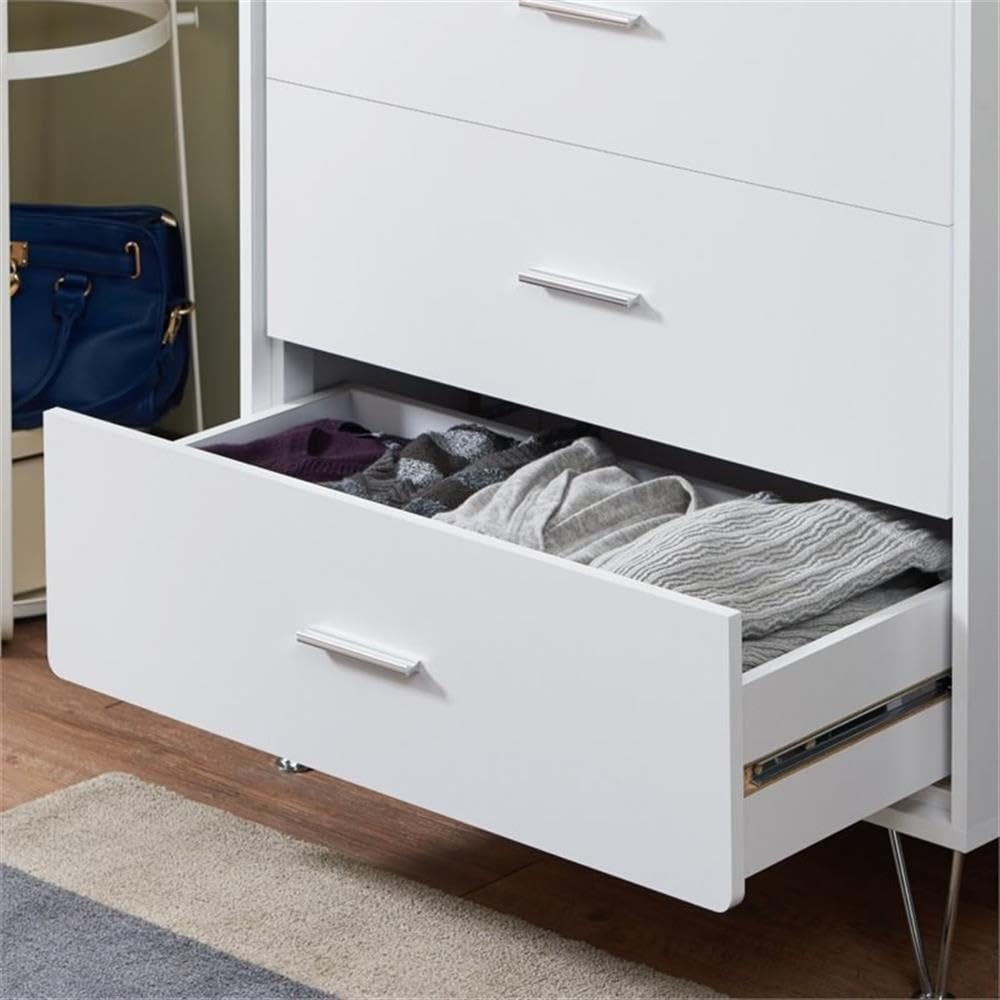 Acme Deoss Wooden Rectangular Chest with 5 Storage Drawers in White