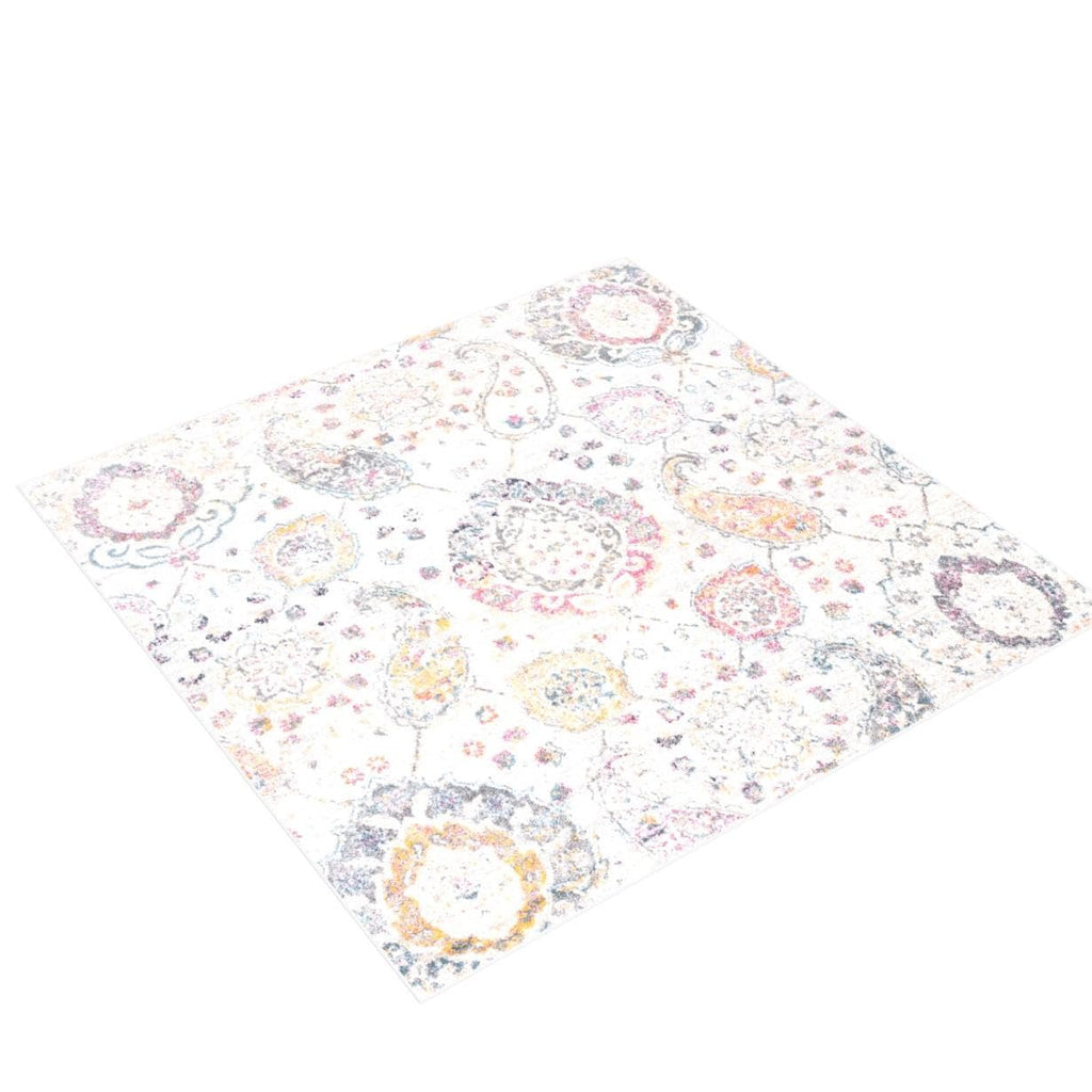 Safavieh Madison Collection Area Rug - 6'7'' Square, Grey & Gold, Boho Chic Glam Paisley Design, Non-Shedding & Easy Care, Ideal