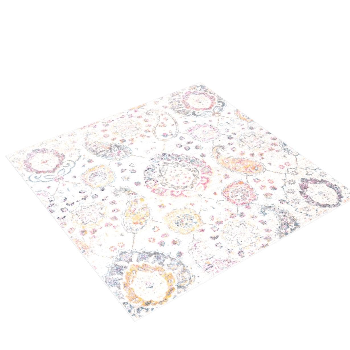 Safavieh Madison Collection Area Rug - 6'7'' Square, Grey & Gold, Boho Chic Glam Paisley Design, Non-Shedding & Easy Care, Ideal