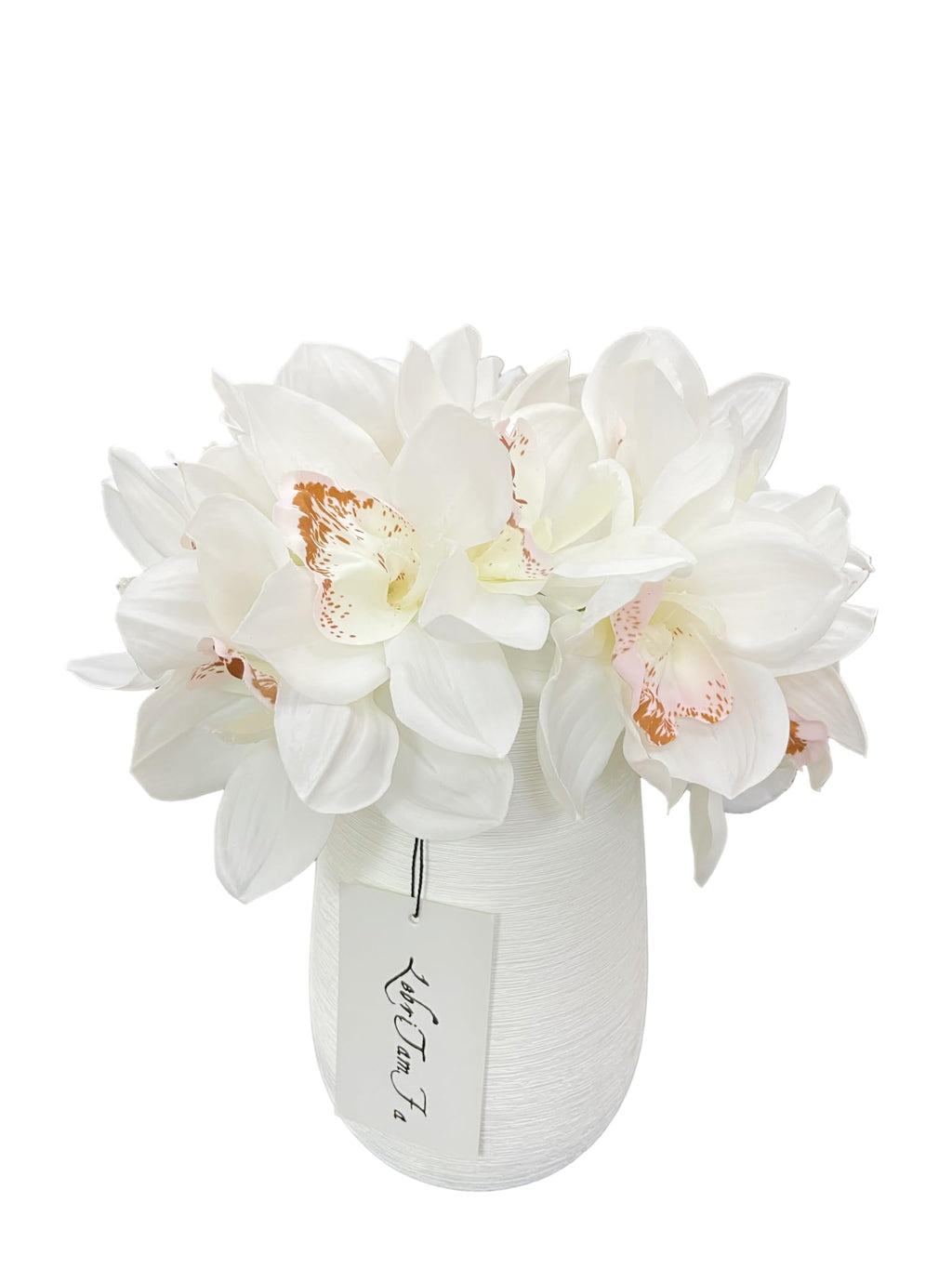 Lebritamfa 12 Pcs High Quaulity Latex Real Touch Cymbidium Orchid Artificial Flower Bouquet For Wedding Holiday Bridal Bouquet H