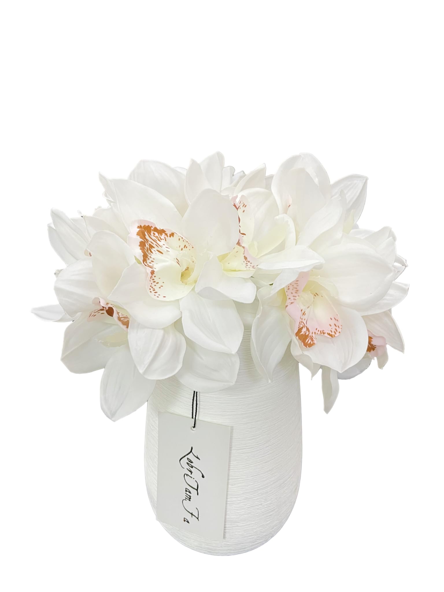 Lebritamfa 12 Pcs High Quaulity Latex Real Touch Cymbidium Orchid Artificial Flower Bouquet For Wedding Holiday Bridal Bouquet H