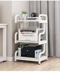Natwind 3-Tier Printer Stand With Wheels Movable Storage Cart Floor-Standing Multi-Purpose Shelf Rack For Media Player Scanner Files Books Microwave Oven In Kitchen Living Room Home Office (White)